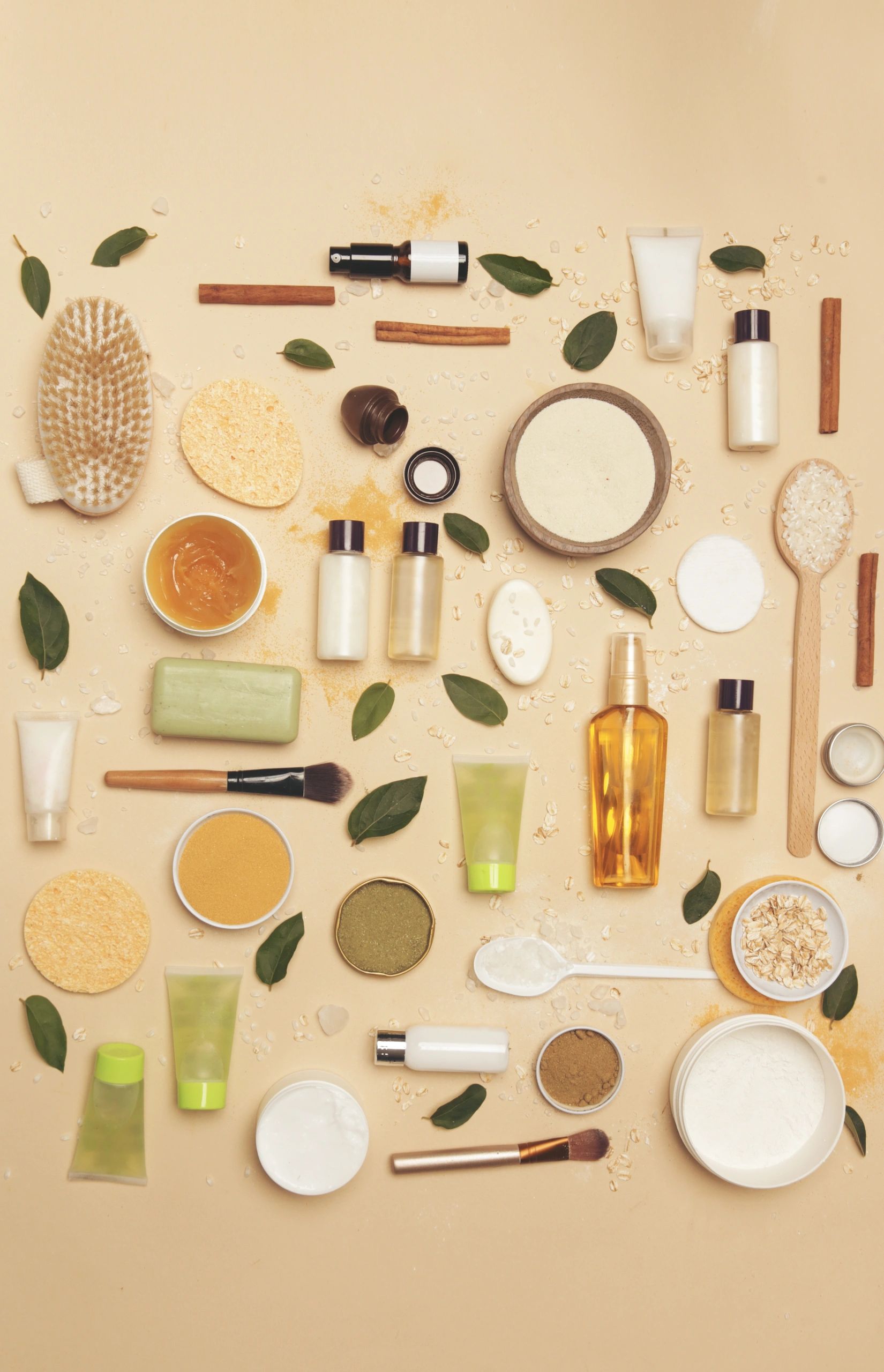 Natural organic cosmetic flat lay. Home spa concept.