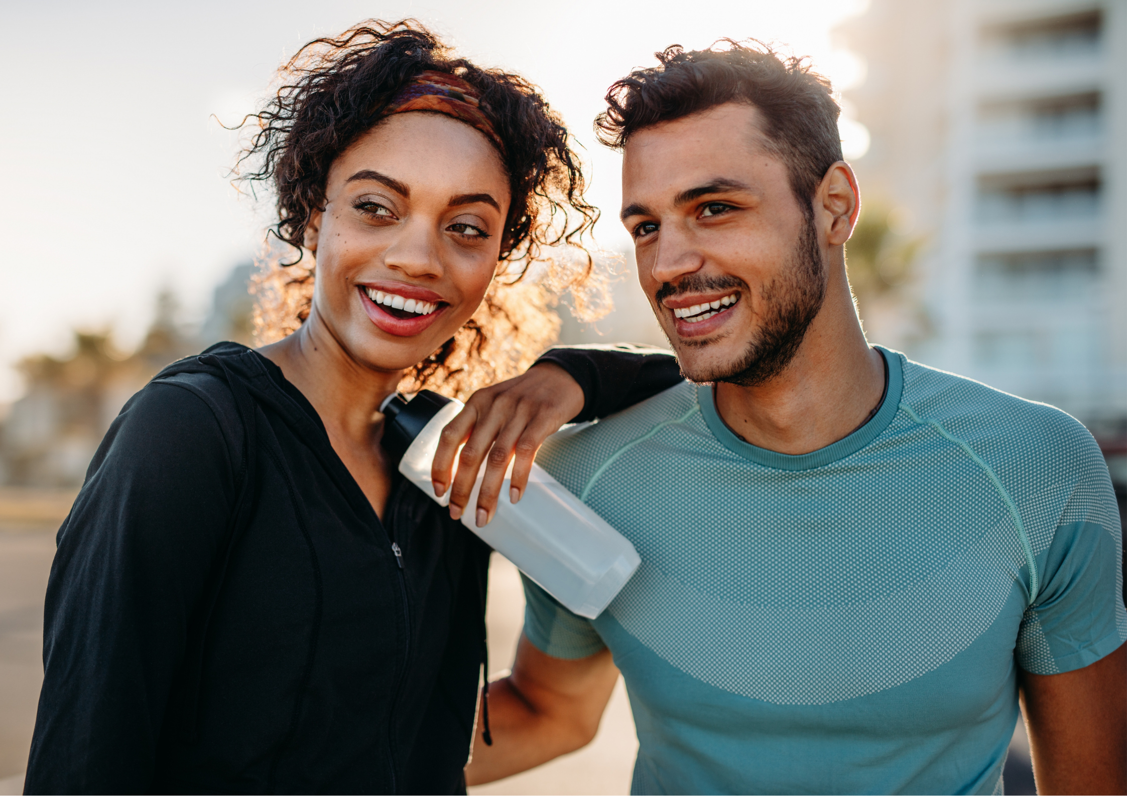 A young woman and a young man who are healthy and fit.