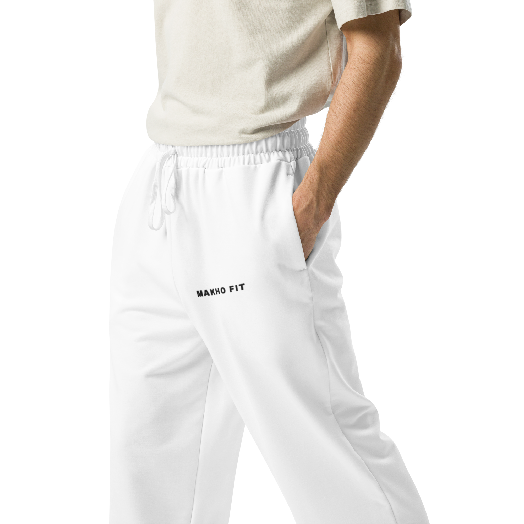 White MakhoFit Wide Leg Joggers